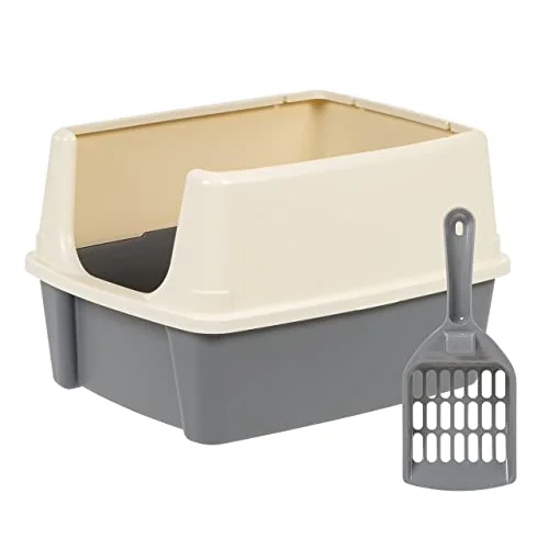 Amazon Basics Large Cat Litter Box with High Sides, Open Top