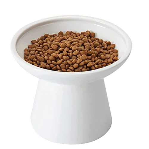 CEEFU Extra Wide Elevated Ceramic 6.2 inch Shallow Cat Food Bowl