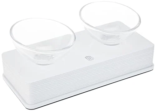 Catit Style 2-Bowl Glass Diner Set for Pets, White