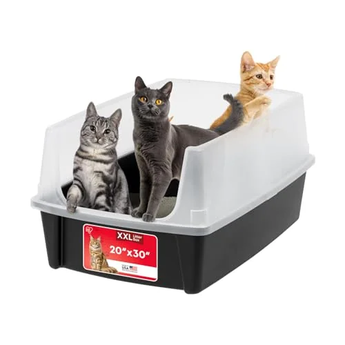 IRIS USA XX-Large High Sided Cat Litter Box, Scatter Shield (Black)