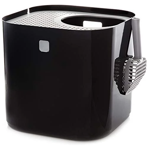 Modkat Top-Entry Cat Litter Box, Leak-Proof, Liner & Scoop, Black