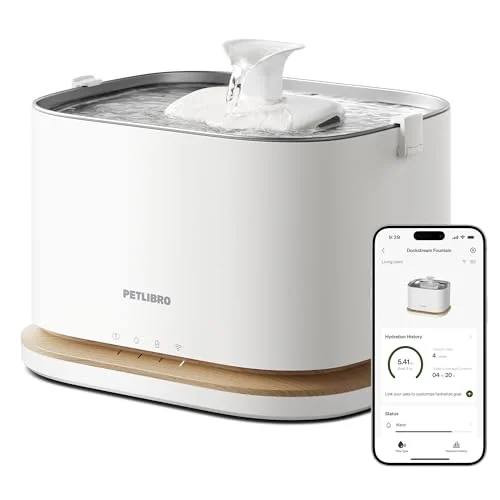 PETLIBRO Dockstream 2 Cordless Cat Water Fountain, App Monitoring, 3L/101oz, Stainless Steel Tray