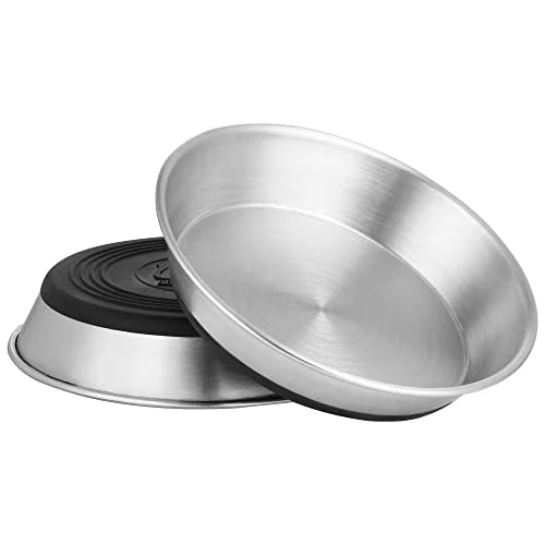 WROSWT Stainless Steel Cat Bowls, whisker-friendly shallow, 2-pack