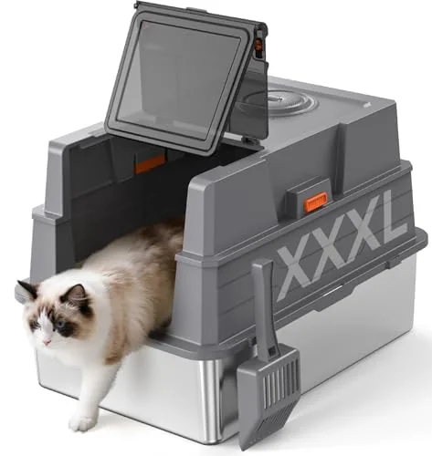 XXXL Stainless Steel Litter Box with Lid