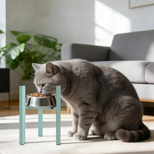 Drawinsage Adjustable Metal Raised Cat Bowl Stand