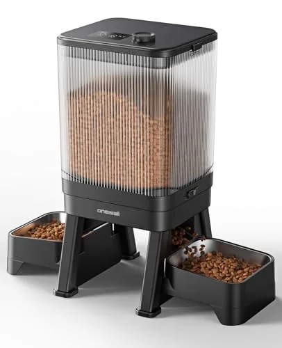 oneisall Automatic Cat Feeder for 2 Cats, 7L/32-Cup, dual elevated stainless bowls
