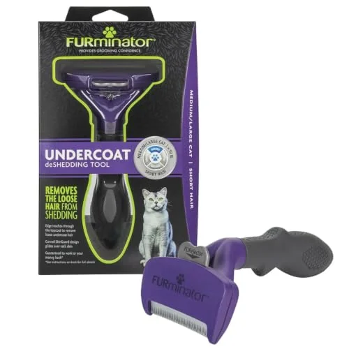 FURminator Undercoat deShedding Tool for Medium/Large Short Hair Cats Over 10 lb